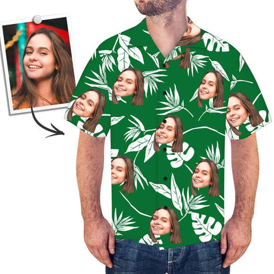 Custom Face Green Hawaiian Shirt - MakePhotoPuzzleUK