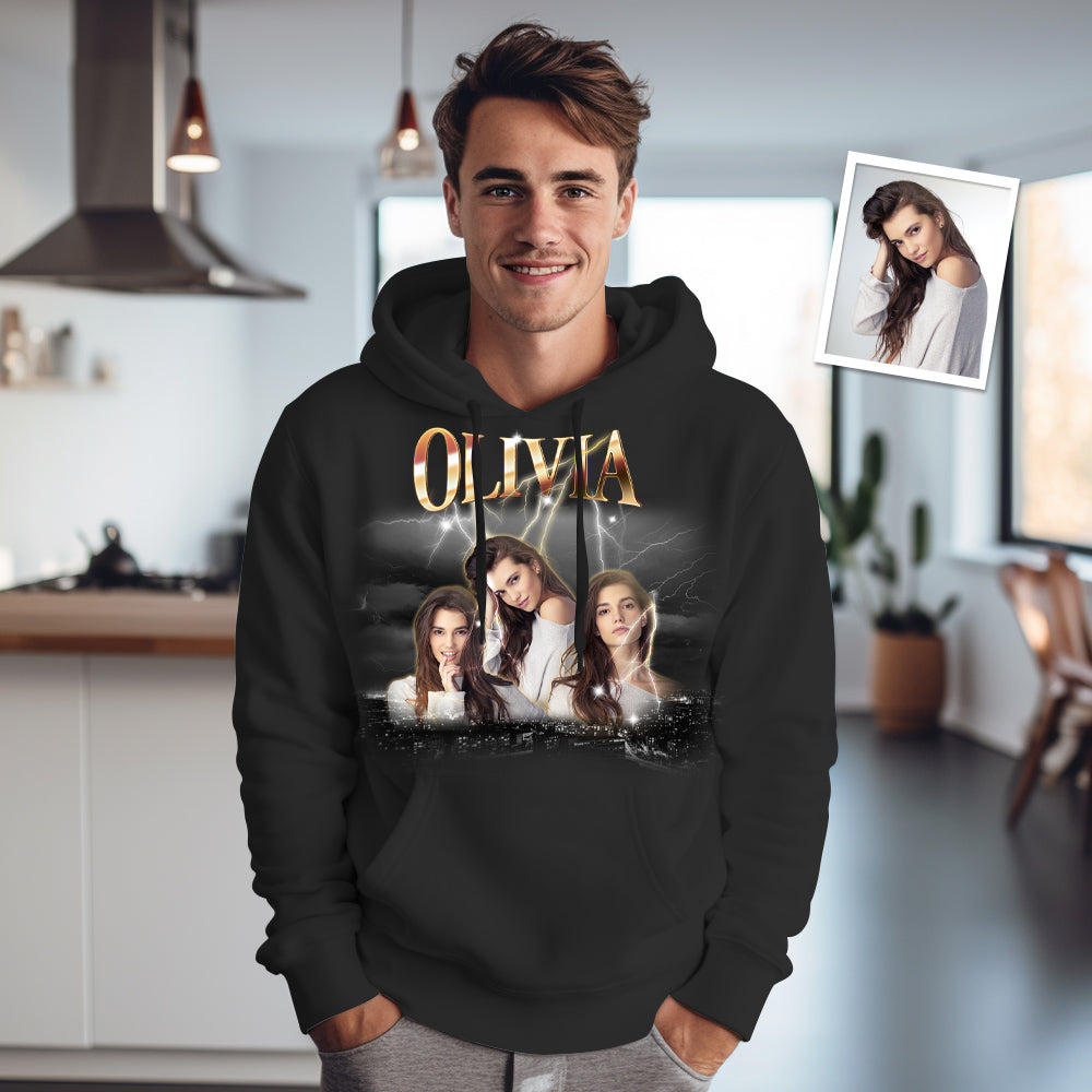 Custom Photo Vintage Personalized Name Hoodie