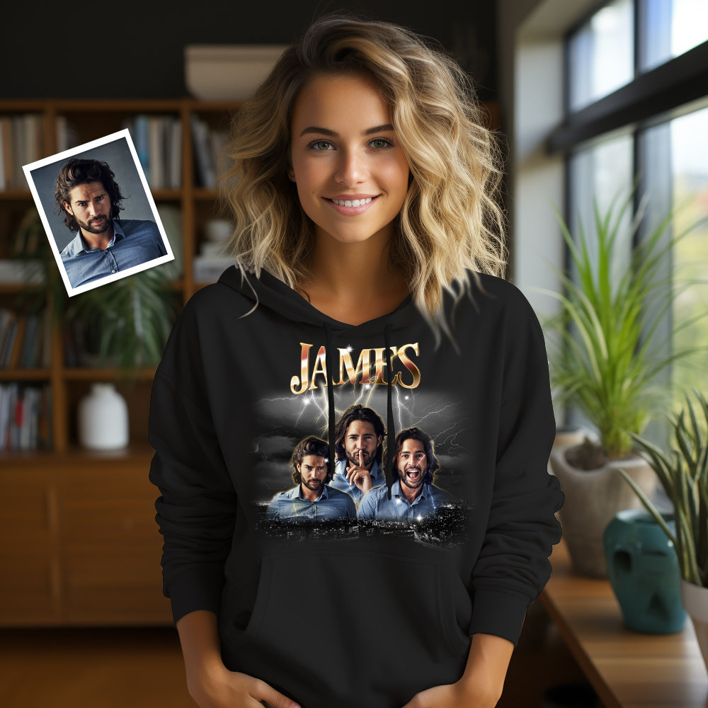 Custom Photo Vintage Personalized Name Hoodie