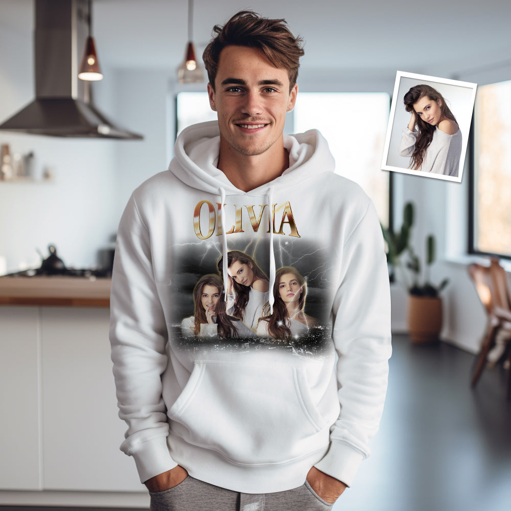 Custom Photo Vintage Personalized Name Hoodie