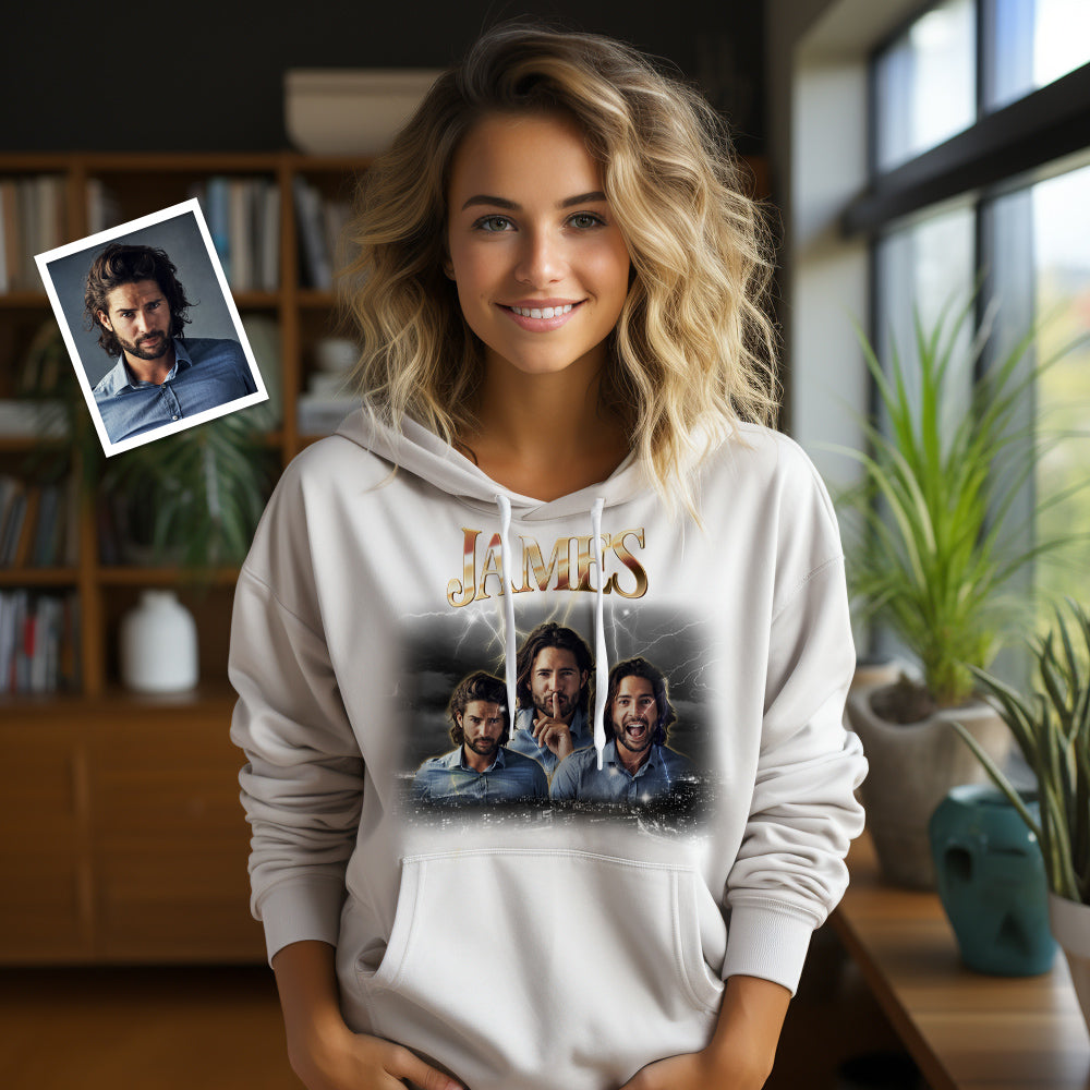 Custom Photo Vintage Personalized Name Hoodie