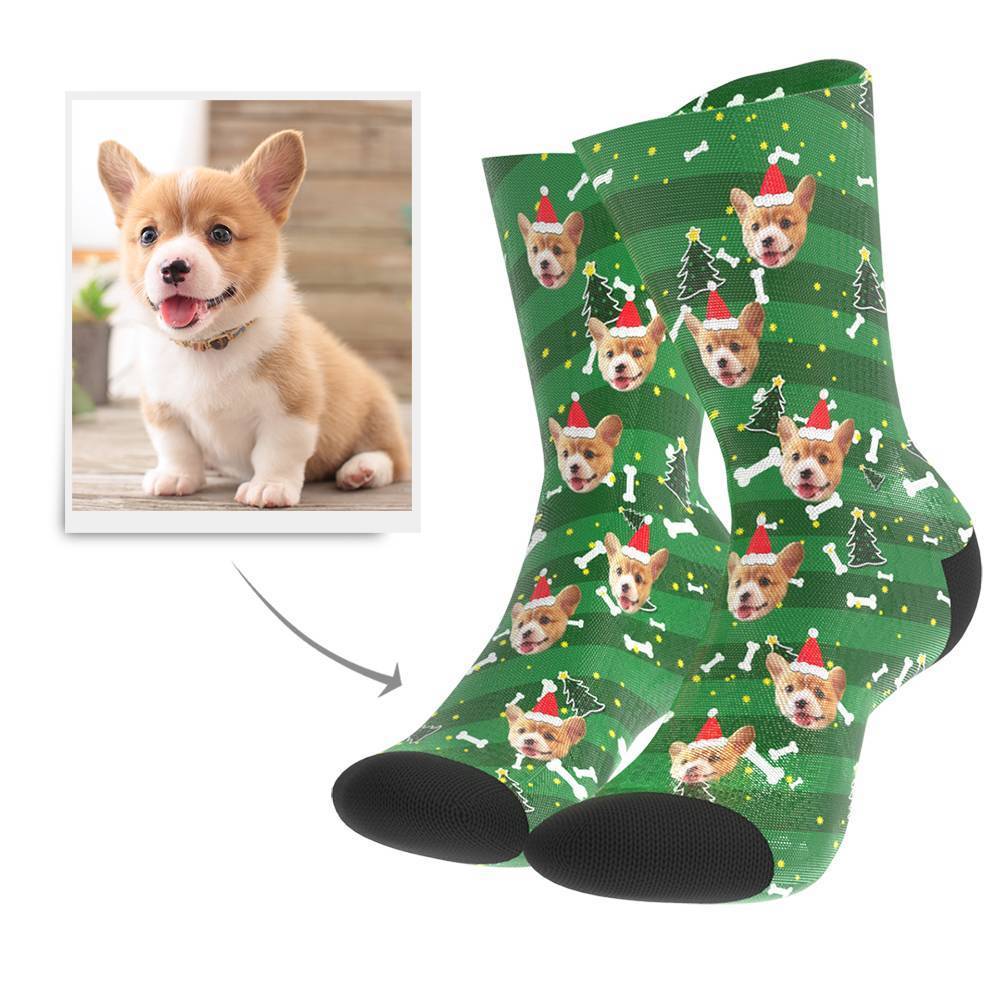 Christmas Gift Custom Face Socks (Dog)