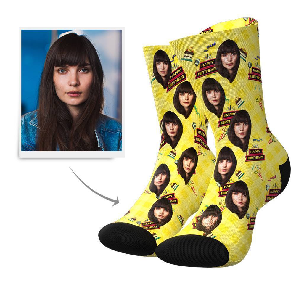 Happy Birthday Custom Face Socks