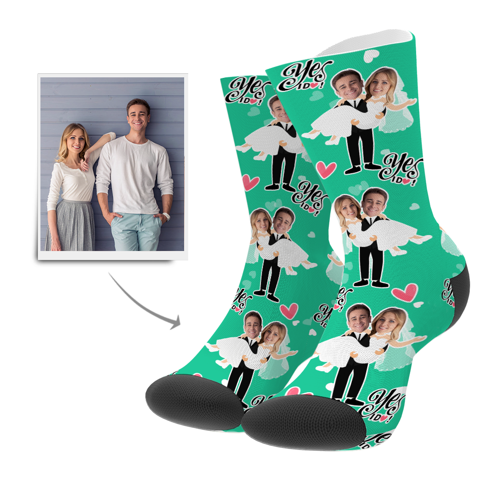 Custom Wedding Face Socks - Yes I do