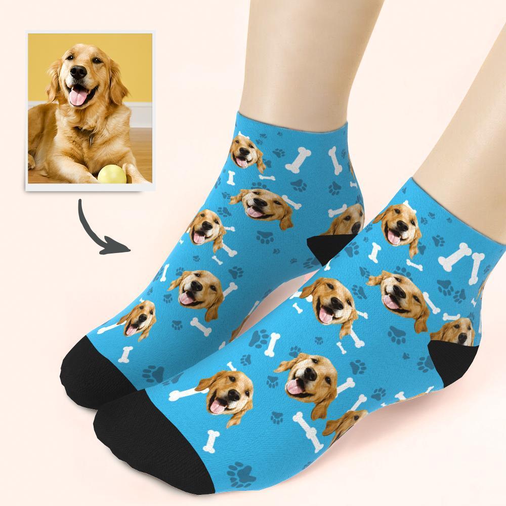 Custom Dog And Face On Quarter Length Socks