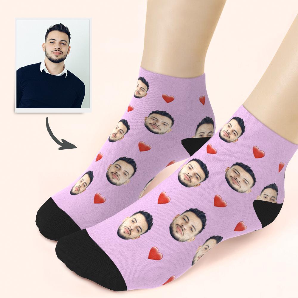 Custom Face And Heart On Quarter Length Socks