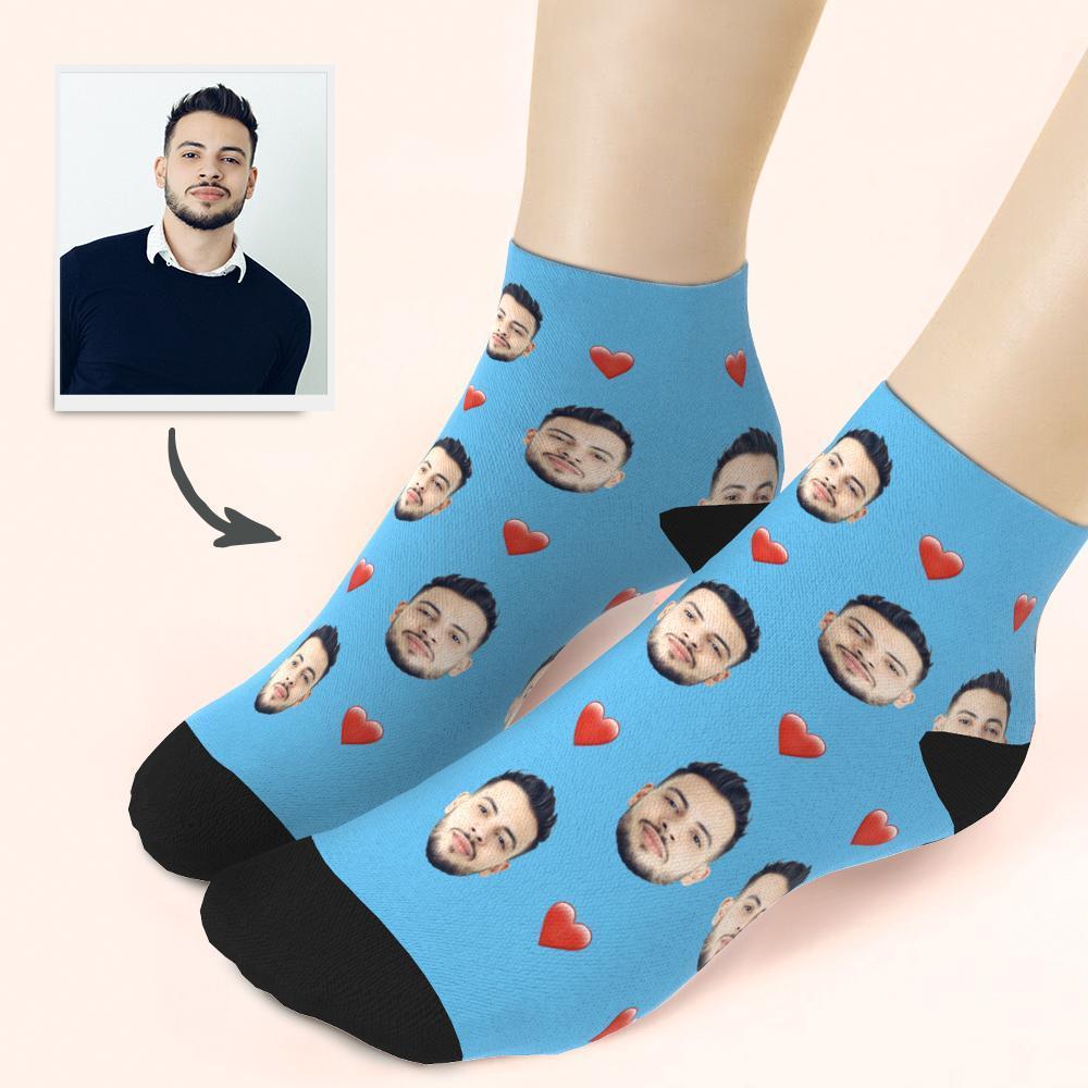 Custom Face And Heart On Quarter Length Socks