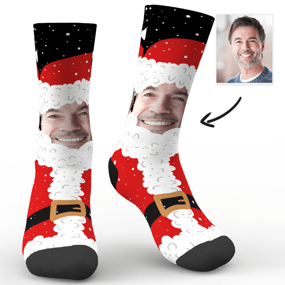 Christmas Gift Custom Face And Name Socks On Santa Claus