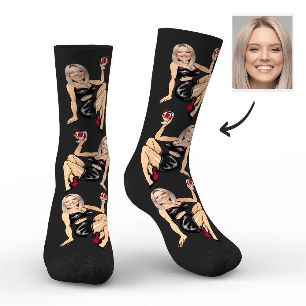 Men's Custom Face on Sexy Girl Body Socks