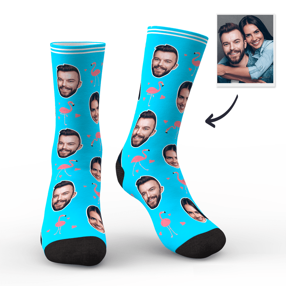 Couple Custom Swan And Face On Socks