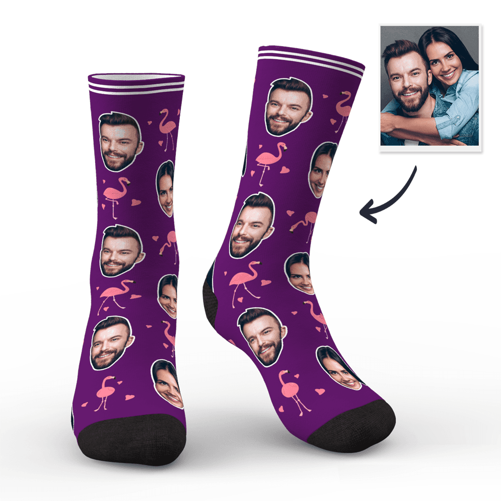 Couple Custom Swan And Face On Socks