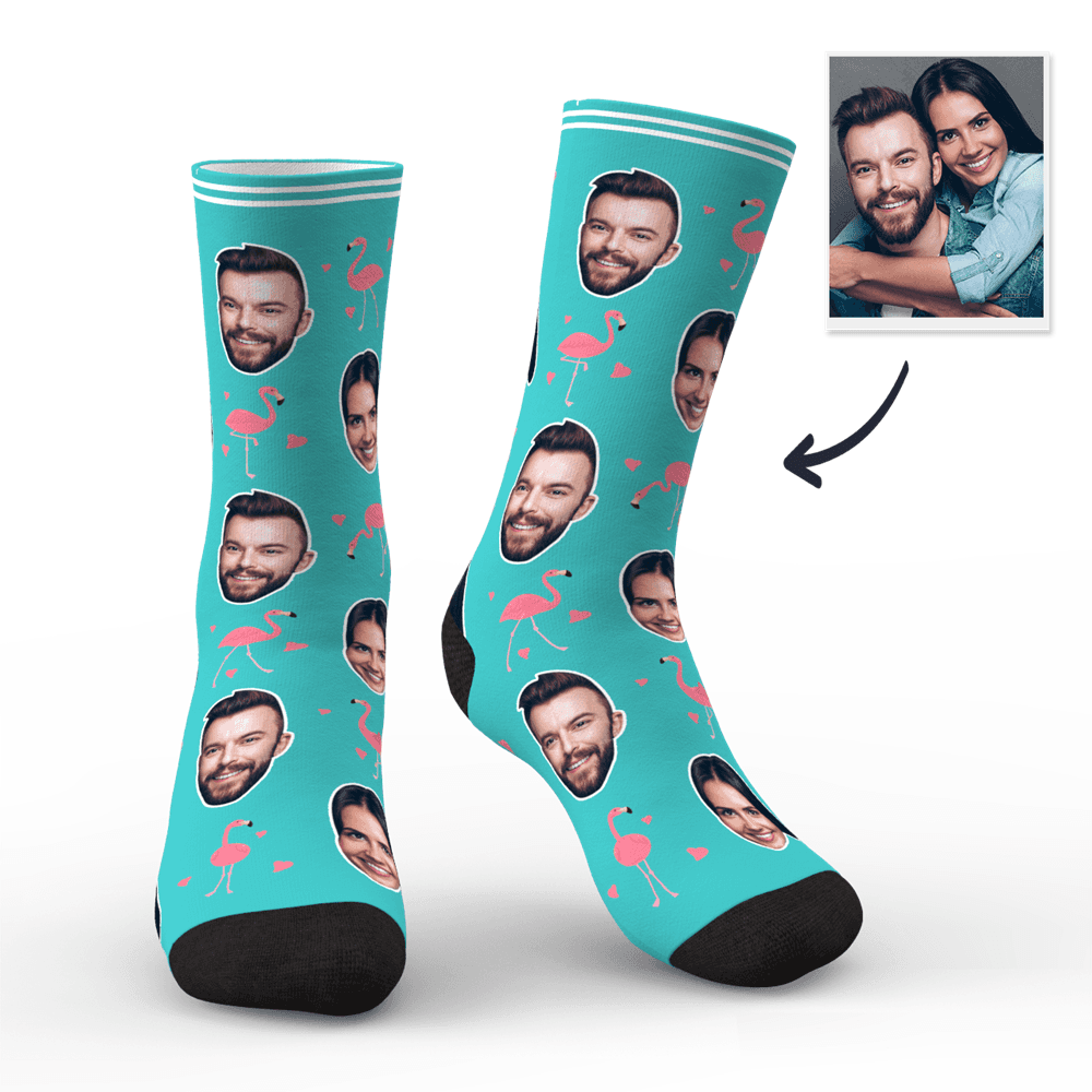 Couple Custom Swan And Face On Socks