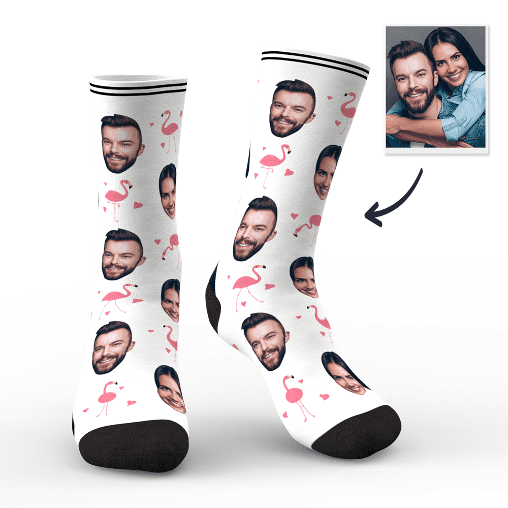 Couple Custom Swan And Face On Socks