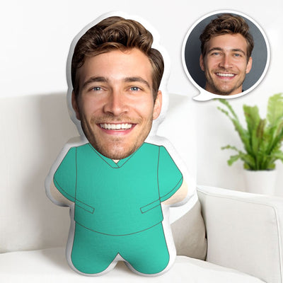 Surgeon Minime Throw Pillow Custom Face Pillow Personalized Minime Pillow for Doctor - makephotopuzzleuk