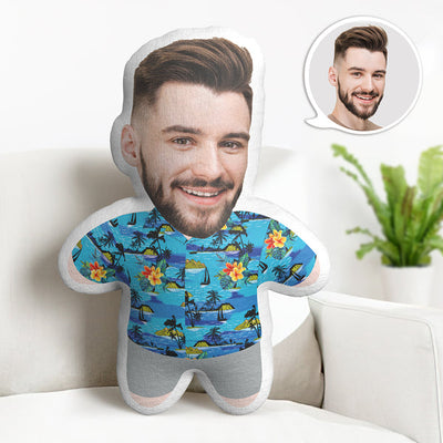 Face Pillow Hawaiian Minime Doll Custom Face Personalised Photo Throw Pillow