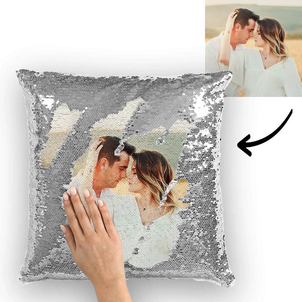 Personalized Graduation Gifts Custom Photo Magic Sequins Pillow Multicolor Shiny 15.75''*15.75''