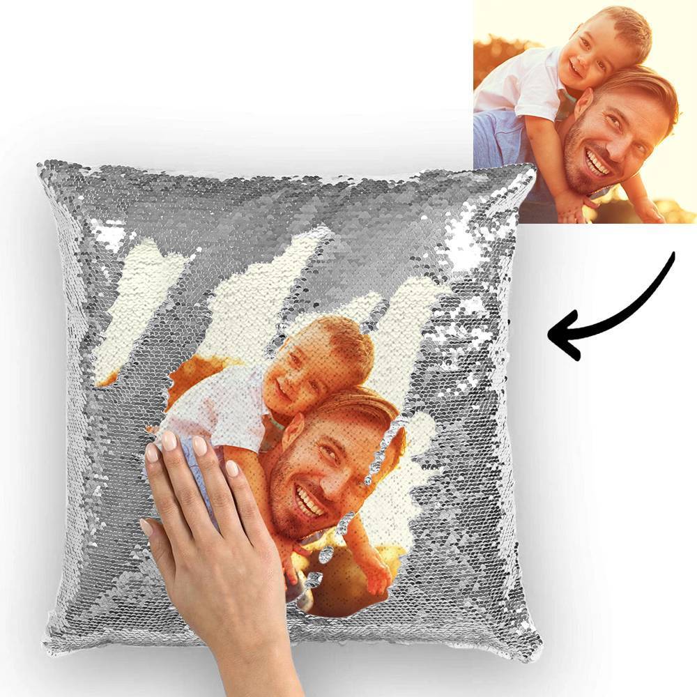 Personalized Graduation Gifts Custom Photo Magic Sequins Pillow Multicolor Shiny 15.75''*15.75''