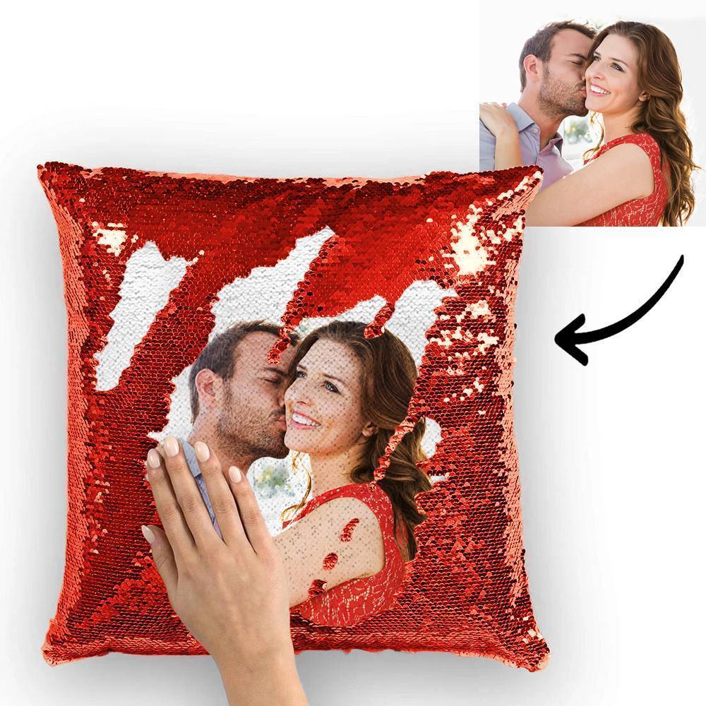 Custom Love Baby Photo Magic Sequins Pillow Multicolor Shiny 15.75''*15.75''