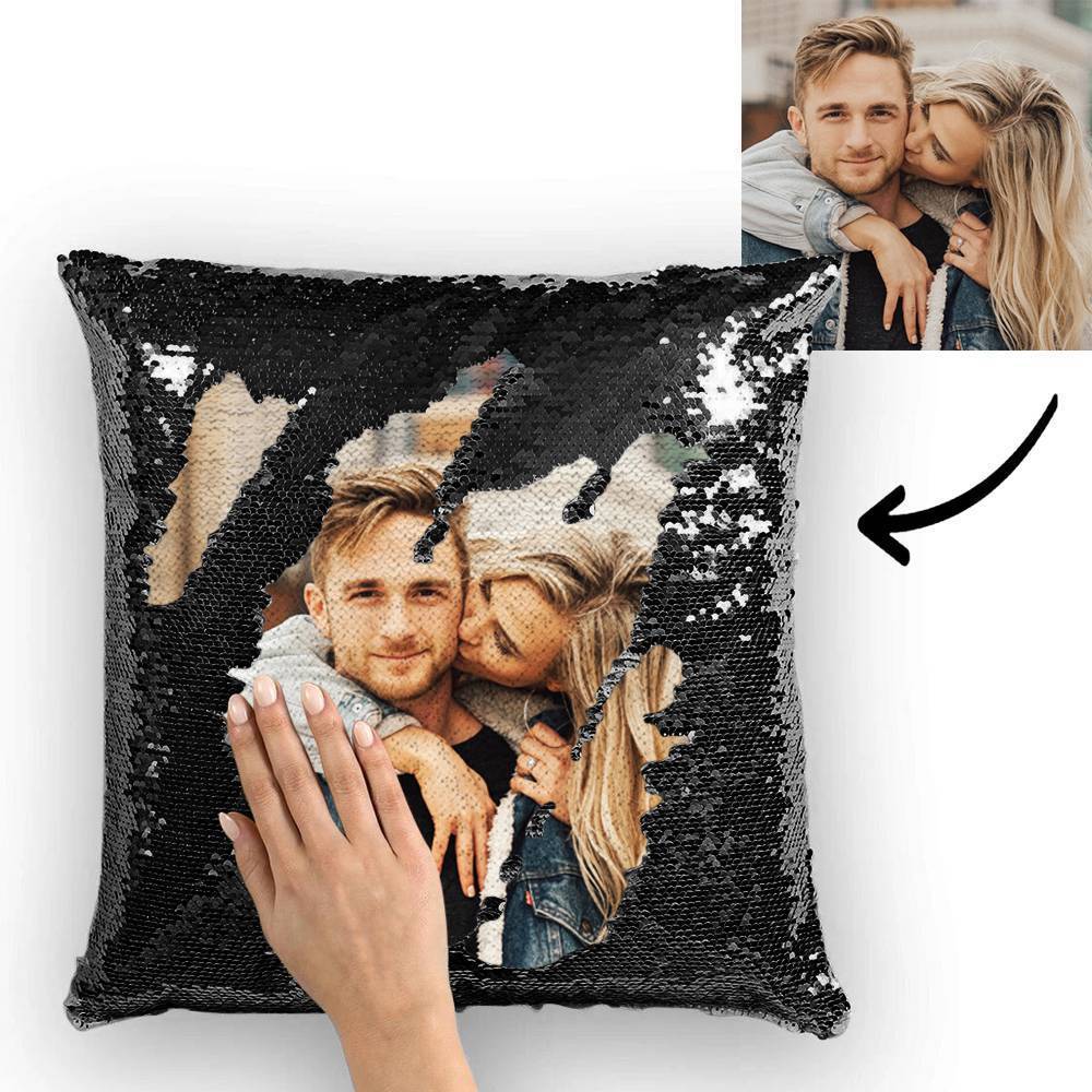 Personalized Graduation Gifts Custom Photo Magic Sequins Pillow Multicolor Shiny 15.75''*15.75''