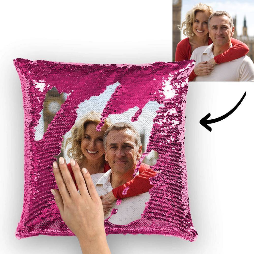 Custom Love Baby Photo Magic Sequins Pillow Multicolor Shiny 15.75''*15.75''