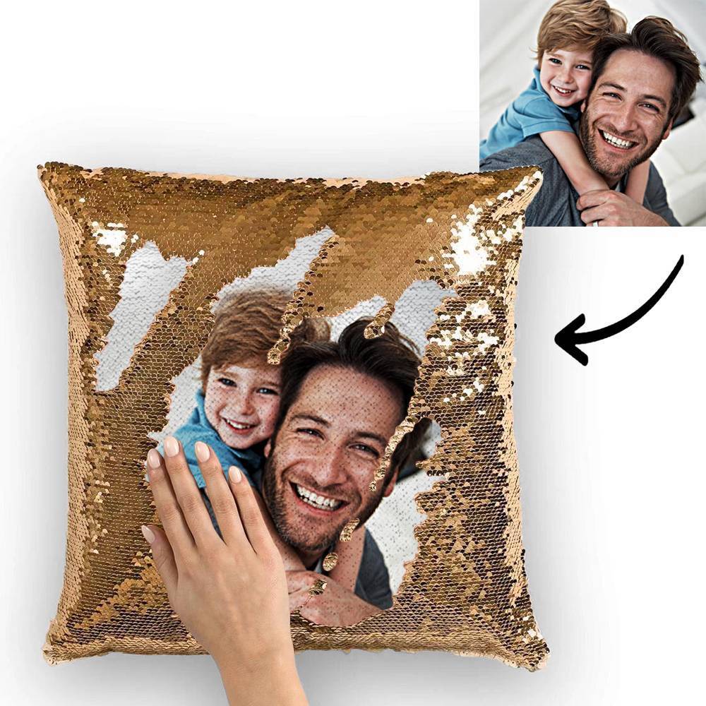 Personalized Graduation Gifts Custom Photo Magic Sequins Pillow Multicolor Shiny 15.75''*15.75''