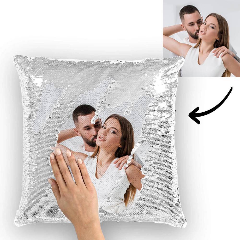 Personalized Graduation Gifts Custom Photo Magic Sequins Pillow Multicolor Shiny 15.75''*15.75''