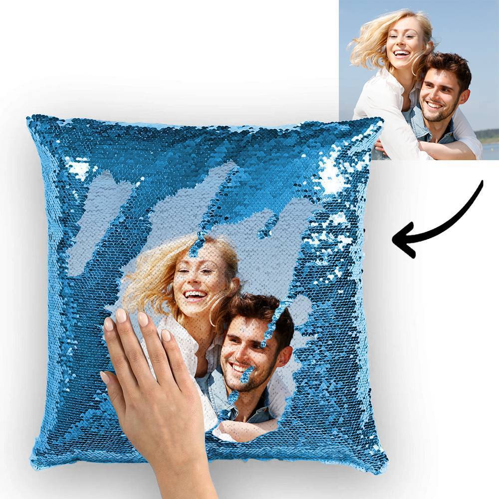 Personalized Graduation Gifts Custom Photo Magic Sequins Pillow Multicolor Shiny 15.75''*15.75''