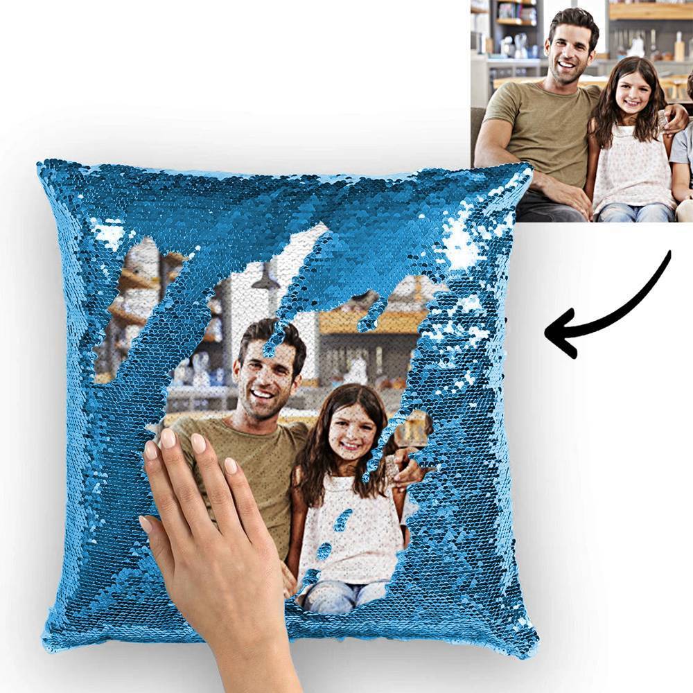 Personalized Graduation Gifts Custom Photo Magic Sequins Pillow Multicolor Shiny 15.75''*15.75''