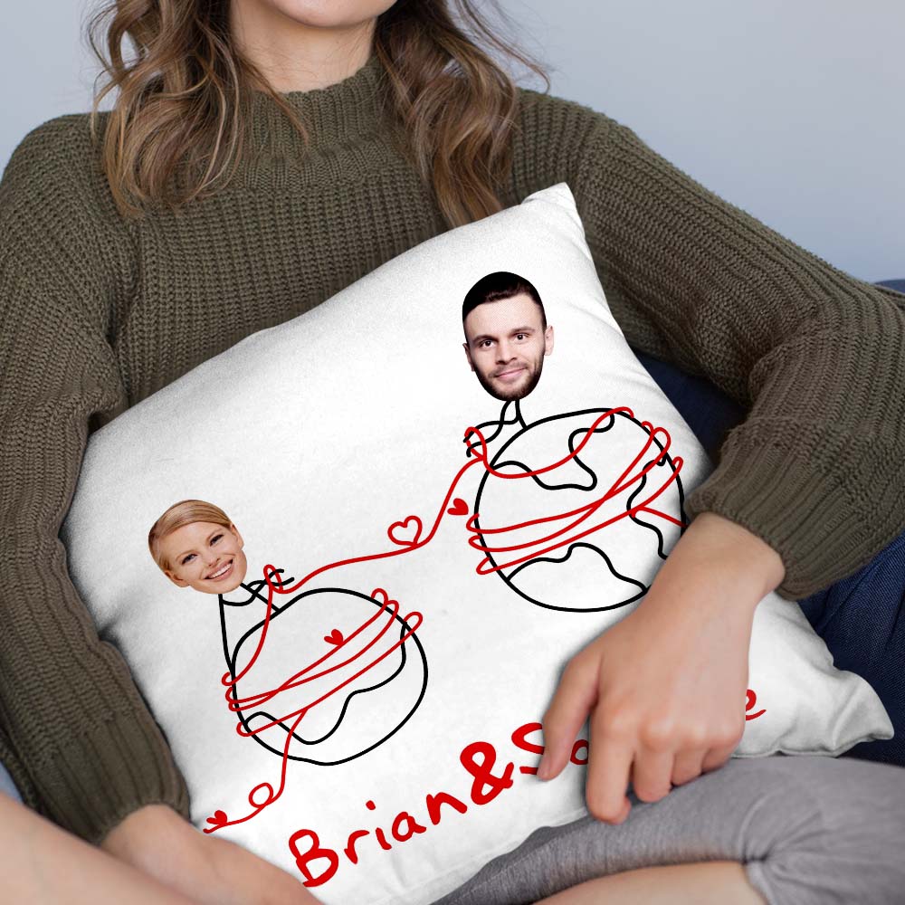 Custom Matchmaker Face Pillow Personalized Couple Photo and Text Throw Pillow Valentine's Day Gift