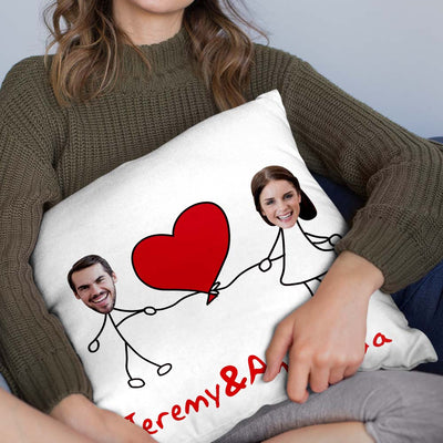 Custom Matchmaker Face Pillow Extra Large Love Heart Personalized Couple Photo and Text Throw Pillow Valentine's Day Gift - mysiliconefoodbag