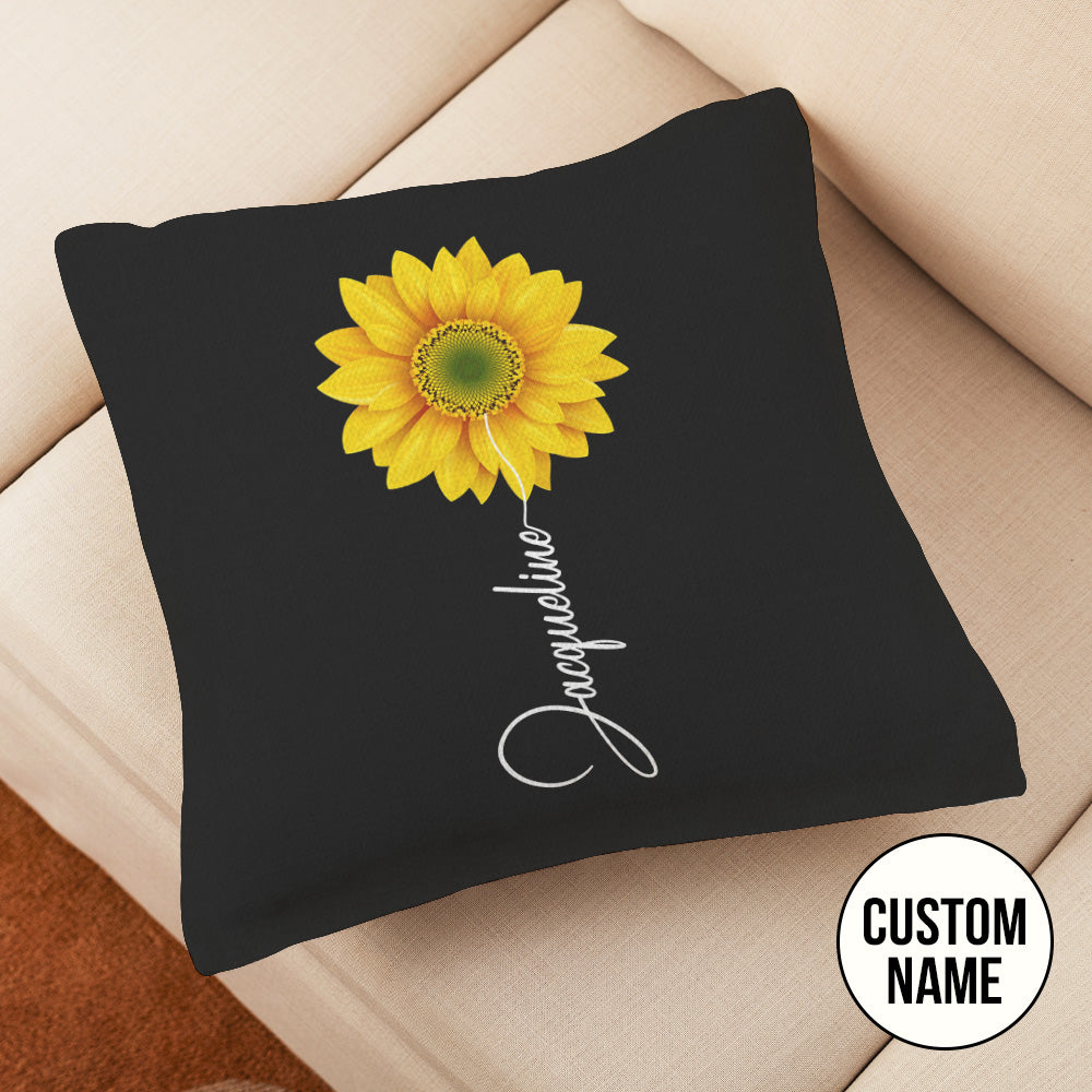 Custom Name Sunflower Throw Pillow Case with Insert