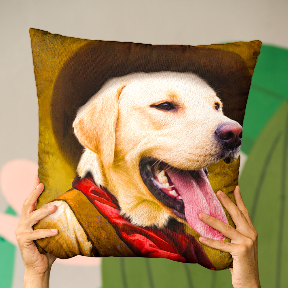 Custom Photo Throw Pillow Your Pet Cowboy