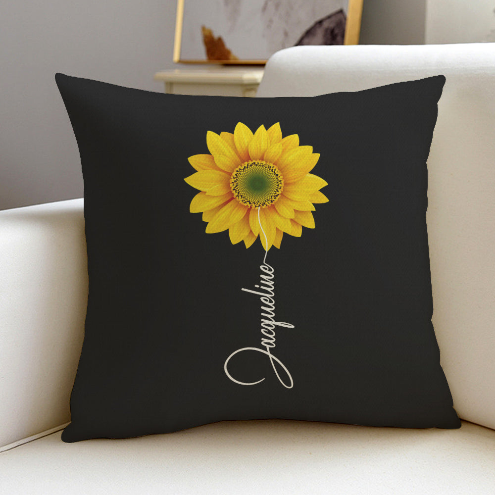 Custom Name Sunflower Throw Pillow Case with Insert