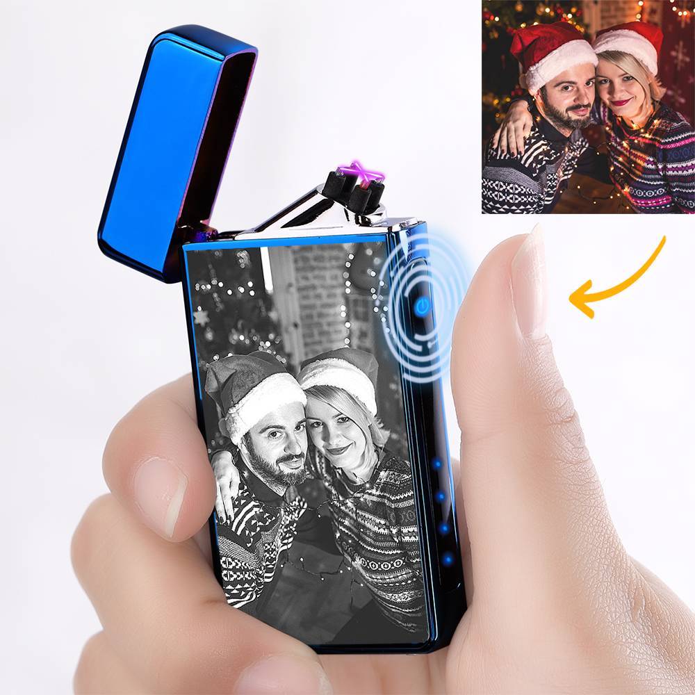 Custom Electric Blue Photo Lighter, Engraved Lighter