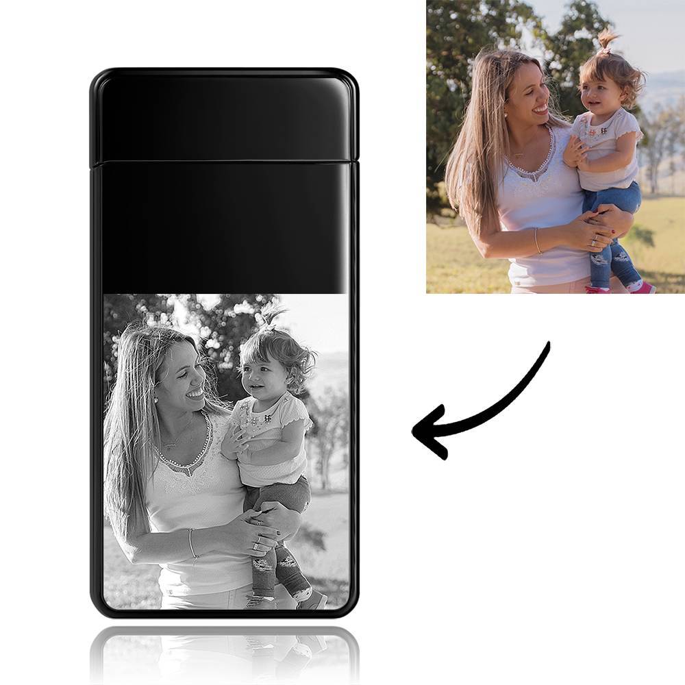 Men's Personality Custom Electric Blue Happiness Moment Photo Lighter, Engraved Lighter
