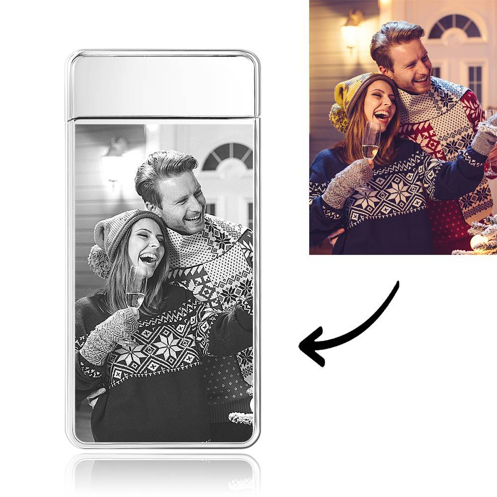 Custom Electric Blue Photo Lighter, Engraved Lighter