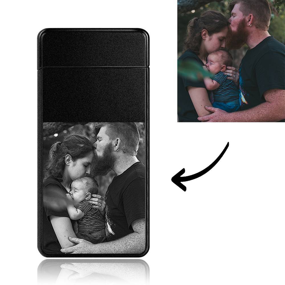 Men's Personality Custom Electric Blue Perfect Family Photo Lighter, Engraved Lighter Gift for Dad