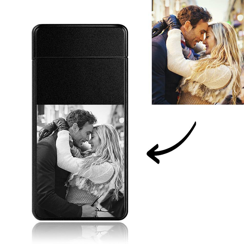 Men's Personality Custom Electric Blue Couple Gift Photo Lighter, Engraved Lighter