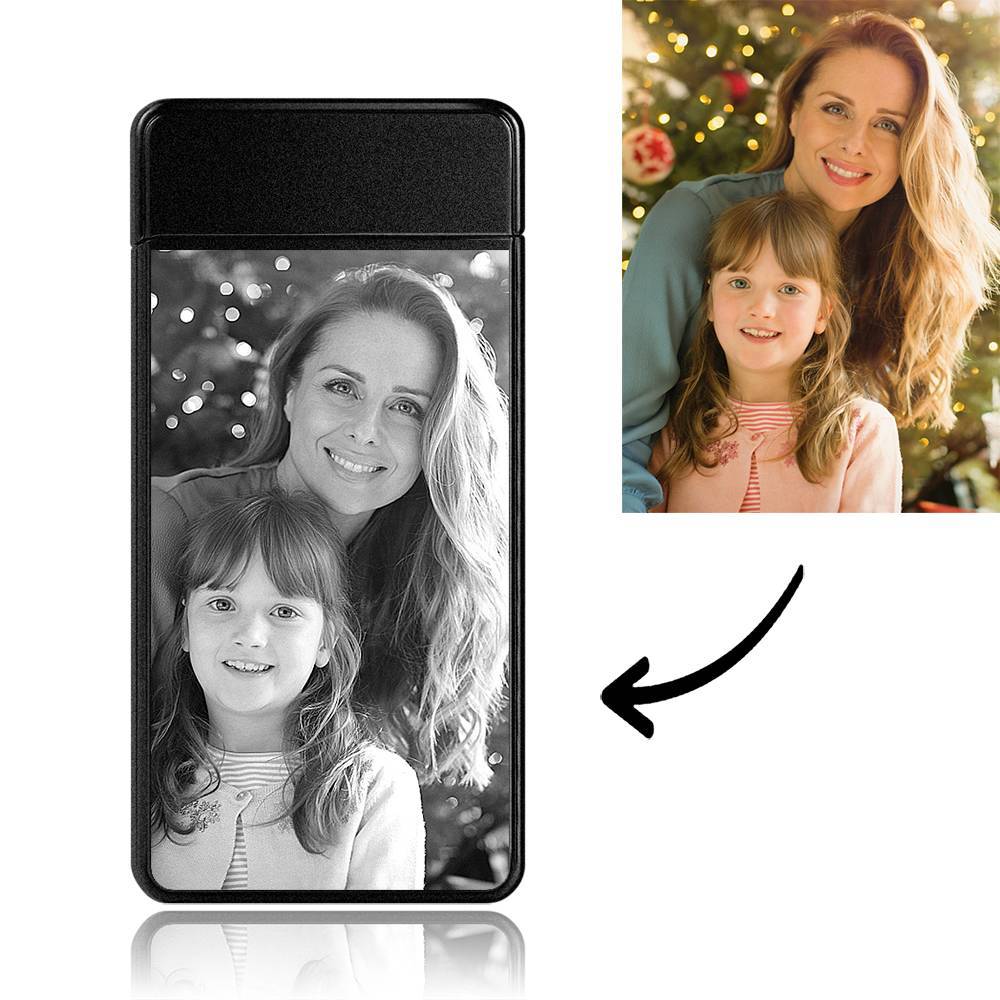 Custom Electric Blue Photo Lighter, Engraved Lighter