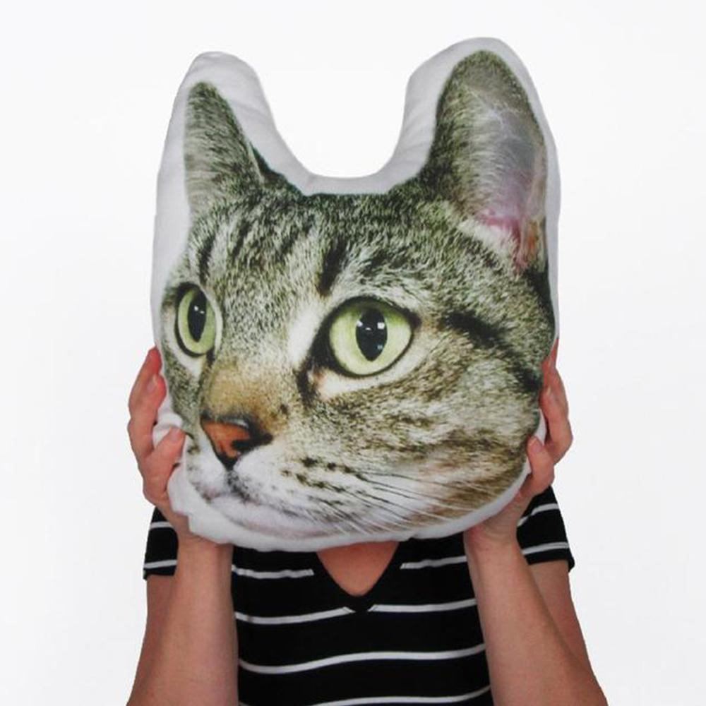 Custom Pet Portrait Face Pillow, Cat Head Shaped Pillow From Photos, Cat Memorial Personalized Pillow