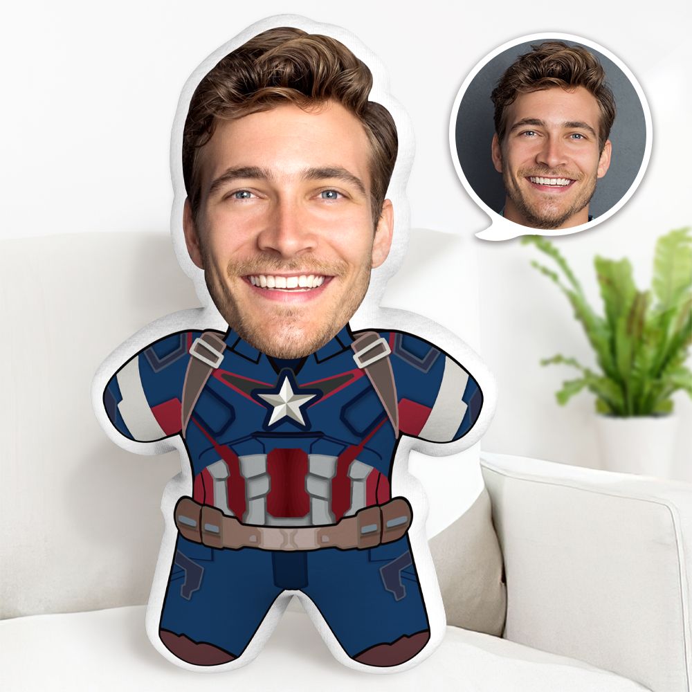 My Face Pillow Captain America Minime Throw Pillow Custom Face Pillow Personalised Marvel Minime Pillow Father's Day Gift Ideas