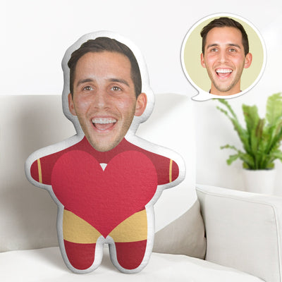 Custom Valentine's Day Cartoon Iron Man Pillow Personalized Face Minime Throw Pillow Gifts - mysiliconefoodbag