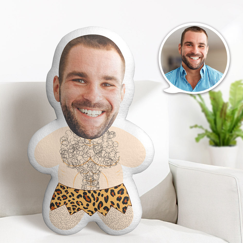 Caveman Custom Face Minime Teddy Pillow Personalized Photo Minime Doll Personalized Gifts