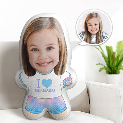 Custom Face Minime Pillow I Love Mermaids Personalized Photo Minime Doll Stuffed Toys