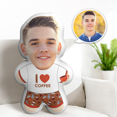 Custom Face Minime Pillow I Love Coffee Personalized Photo Minime Doll Stuffed Toys