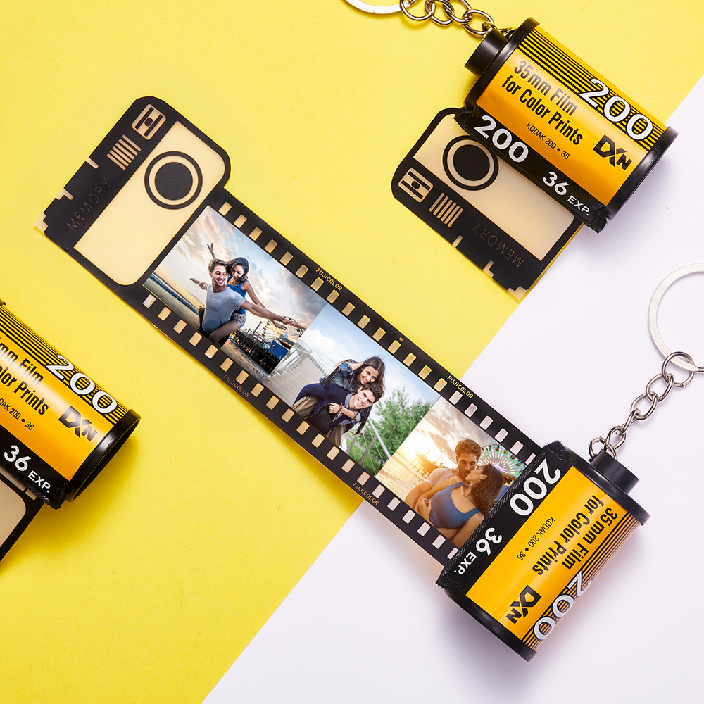 Custom Colorful Camera Roll Keyring - Couple