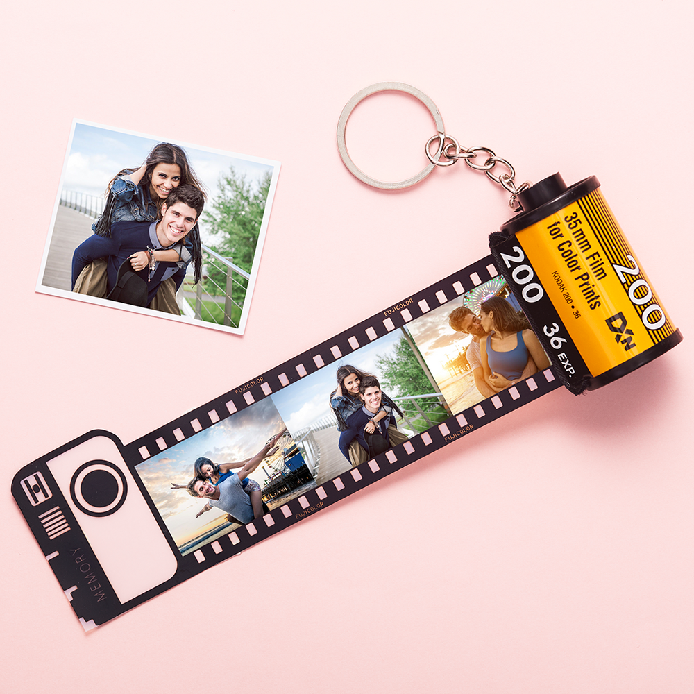 Custom Colorful Camera Roll Keyring - Couple