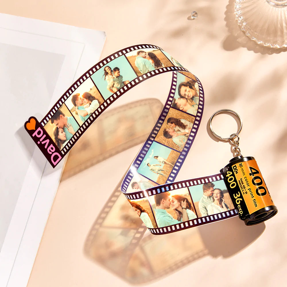 Personalized Photo and Name Film Roll Keychain Custom Camera Keychain Film Gifts for Lover