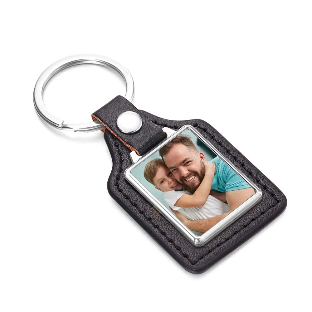 Custom Leather Photo Keychain Drive Safe Keychain Gift for Dad Anniversary Birthday Gift Father's Day Gift