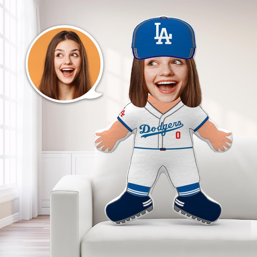 Custom Baseball Jersey MiniMe Face Pillow Personalized Los Angeles Dodgers Jersey Pillow Custom Pillow Picture Pillow Costume Pillow Doll